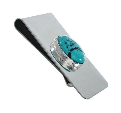 Native American Genuine Sterling Silver Turquoise Money Clip AX129782